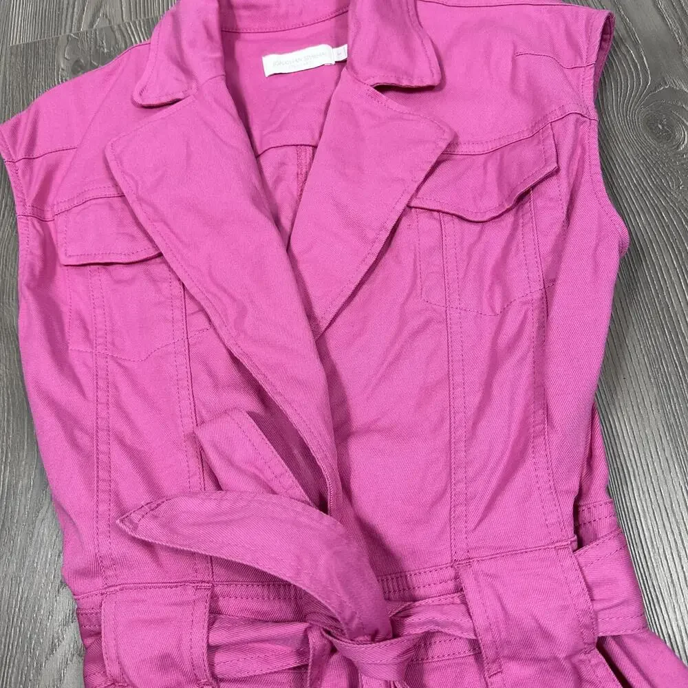 Jonathan Simkhai Hot Pink‎ Sleeveless Carlotta Utility Pink Romper